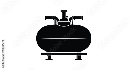 A black silhouette depicts a propane tank with valves and a supporting base high quality professional