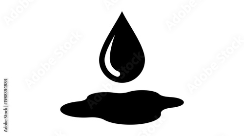 A black silhouette of a water droplet.