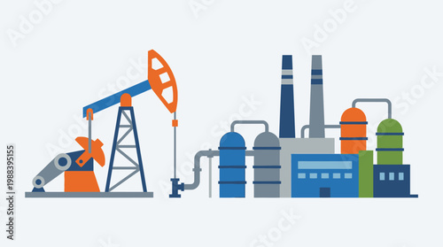 Industrial oil refinery factory with pump.