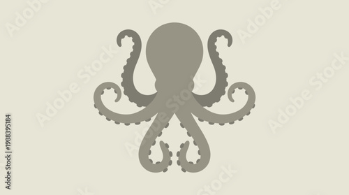A gray octopus silhouette on beige.