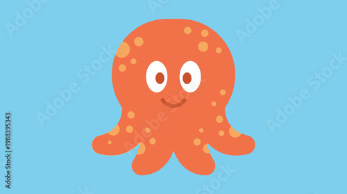 A cartoon orange octopus smiling happily.