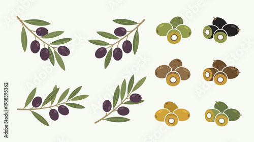A collection of green and black olives.