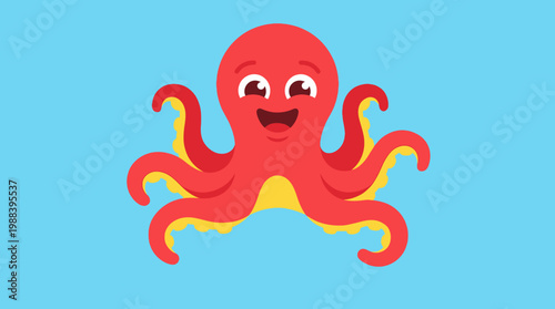 A cheerful cartoon octopus illustration smiling.
