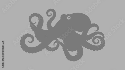 A gray silhouette of an octopus.