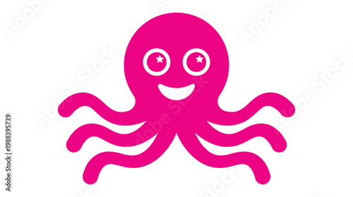 A cute pink cartoon octopus character.