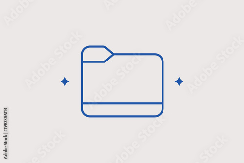 Open file folder line icon for organized data storage and directory management. Structured Vector Illustration for cloud storage service branding and desktop file organization.