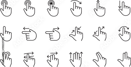 Hand gestures a collection of line art finger and palm movements