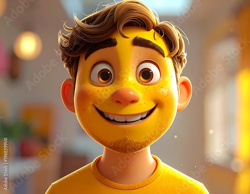 Animated boy smiling brightly