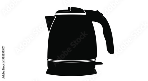 A black silhouette of a modern electric kettle isolated on a plain white background high quality
