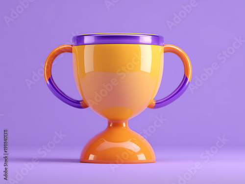 Troféu Colorido 3D em Fundo Roxo Minimalista