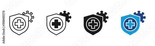 Immune Shield icon set multiple style collection