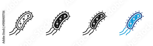 Bacteria icon set multiple style collection