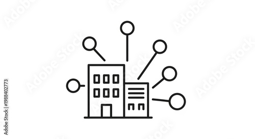 Connected Buildings Network Icon Representing Business.