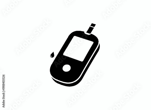 Blood Glucose Monitor: A simplified silhouette of a blood glucose monitor, depicting the essential elements of diabetes care and health monitoring. 