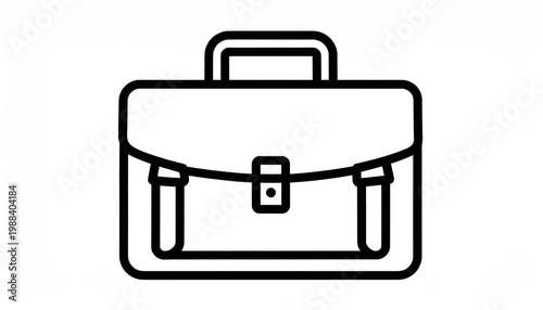 Simple Line Art Icon of a Classic Briefcase.