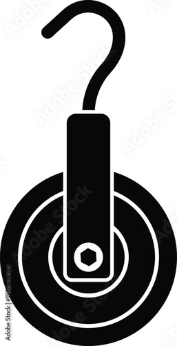 Pulley Silhouette Isolated on White Background