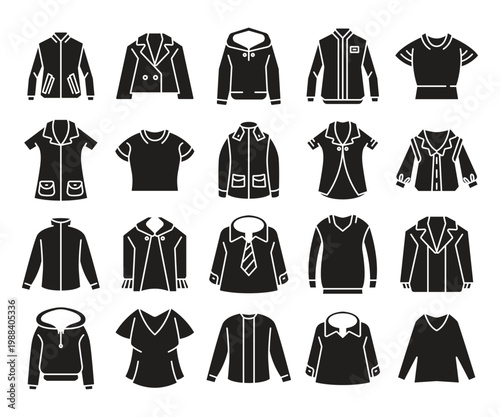 shirt and fashion jacket glyph icons set