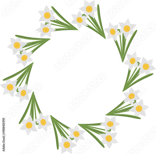 スイセンの円形フレーム