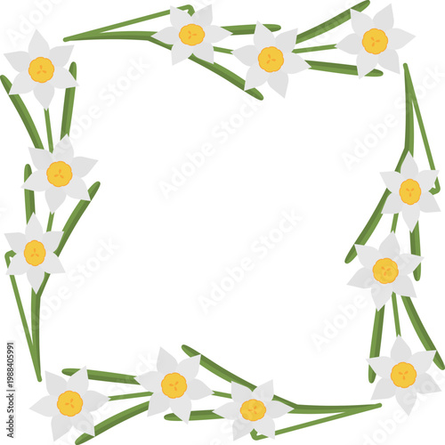 スイセンの四角形フレーム