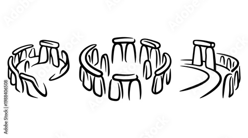 Stonehenge Landmarks in Sketch Style