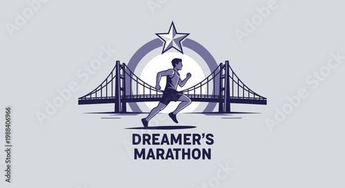 Running Towards Achievement Across Iconic Bridge Symbolizing Dreams
