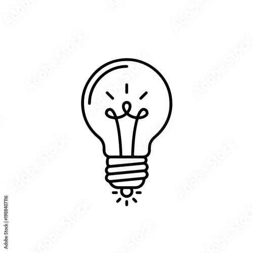 A simple black line art light bulb icon 
