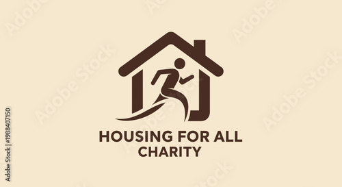 Running Towards Home: A Logo Depicting Housing Charity and Community Support Initiative