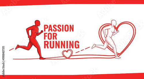 Running with Passion: A Colorful and Energetic Emblem of Loving and Passionate Runners