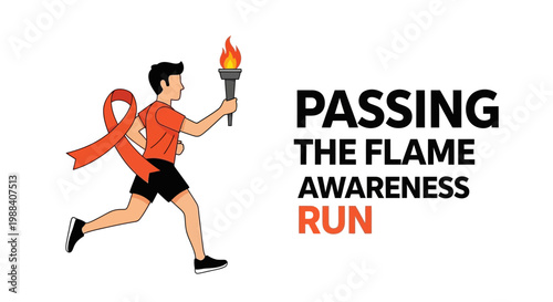 Running With The Torch Symbolizing Awareness And Hope For A Cause