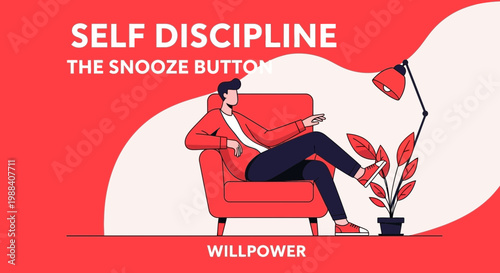 Self Discipline Concept: A Man Overcoming The Temptation Of The Snooze Button