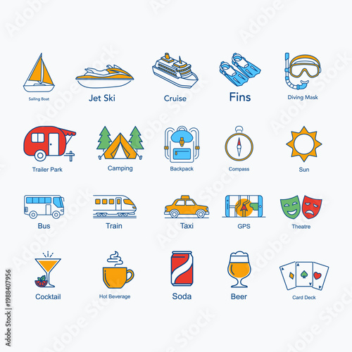 Icon sheet Summer holiday Design Vector illustration