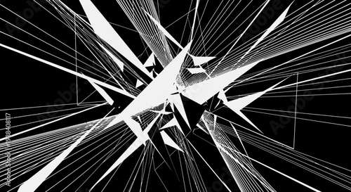 Sharp Abstract Geometric Explosion of Lines and Shapes