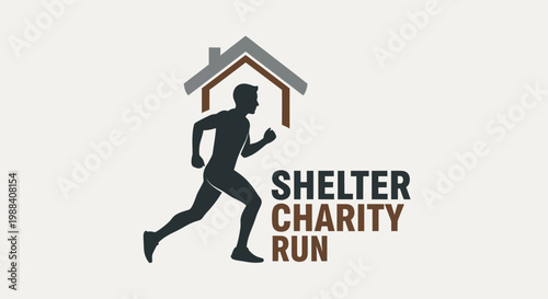Shelter Charity Run Event With Silhouette of A Runner Ready To Support A Great Cause