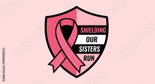 Shielding Our Sisters Run: A Pink Ribbon Symbolizing Breast Cancer Awareness and Support