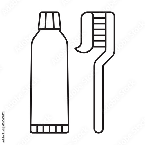 Toothbrush and toothpaste tube icon outline
