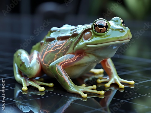 Frog with Visible Biotech Circulatory System