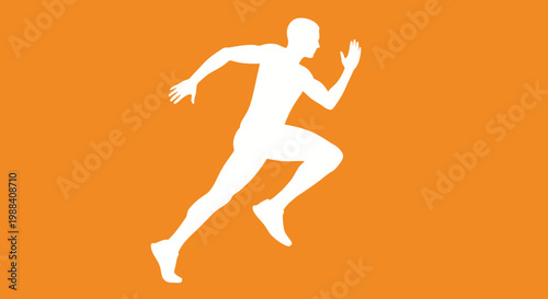 Silhouette Of A Runner In Motion Against An Orange Background Visualizing Speed and Endurance