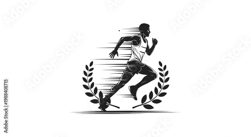 Silhouette Of A Runner In Motion Emblematic Of Speed, Strength And Achievement