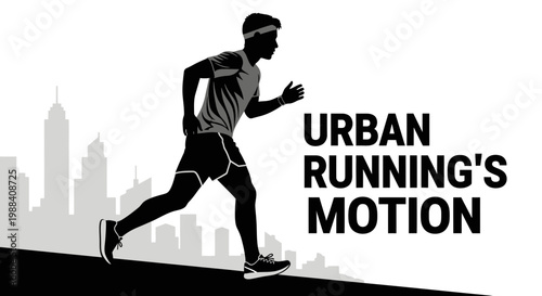Silhouette Of A Runner In Motion Next To a City Silhouette Concept Design