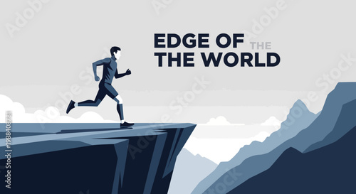 Silhouette Of A Runner At The Edge Of The World Abstract Conceptual Artwork Illustration