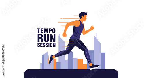 Silhouette Male Running in Cityscape to Illustrate Exercise and Fitness Concept