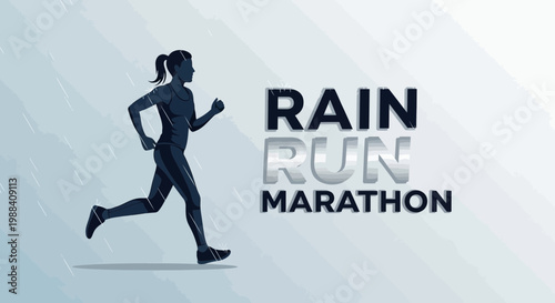 Silhouette Of A Runner Pushing Their Limits In The Rain During The Marathon Race