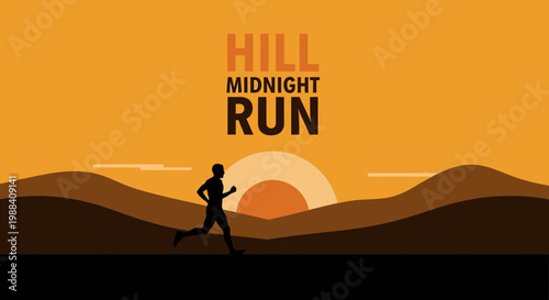 Silhouette Of A Runner Sprinting Towards Sunset During The Midnight Hill Running Event