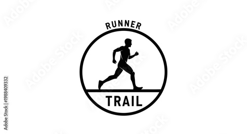 Silhouette Of A Running Person Inside A Circle Representing Trail Running Activity