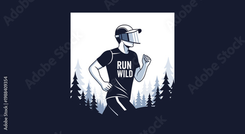 Silhouette Of A Runner Embodied In The Woods, Symbolizing The Pursuit Of Freedom