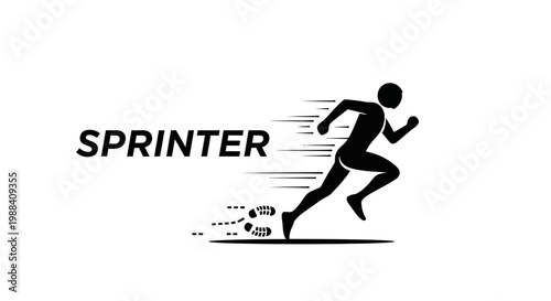 Silhouette Of A Speedy Sprinter Running In A Sprint Race With Minimalist Design