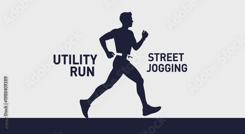 Silhouette Of A Runner Engaged In Street Jogging And Utility Run With Texts