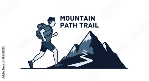 Silhouette Of Adventurer Hiking Mountain Path for Outdoor Exploration and Recreation Activities