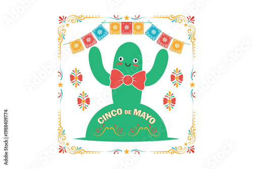 sombrero cinco de mayo, Mexico holiday and Happy Cinco de Mayo Fiesta. Cartoon Vector illustration design for Card, Poster, Flyer, Post, Banner, Cover, Greeting, Mexican holiday t-shirt design