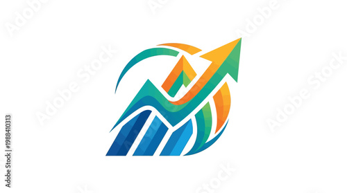 Colorful upward arrow graphic representing business growth and success.